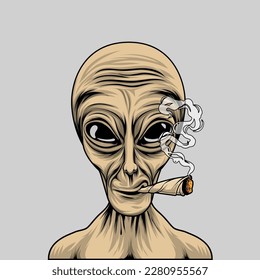 Alien Cannabis Smoke Vector art, Alien Vector