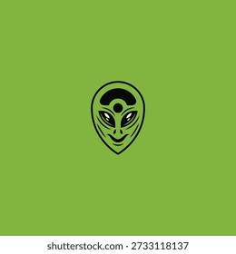 Ilustración de logotipo de volante de coche alienígena.