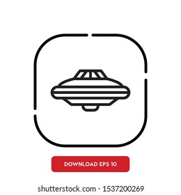 Alien car symbol, flying saucer outline vector icon