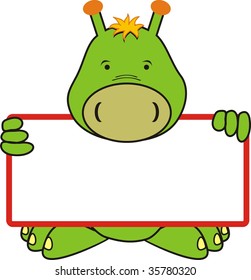 alien cartoon with copy space in vector format