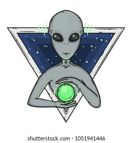 Alien. Cartoon alien. Grey alien. Alien logo. Greys.