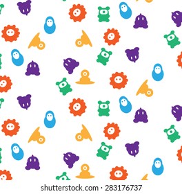 Alien cartoon illustration seamless pattern. 