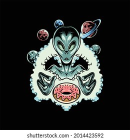 alien cartoon illustration vector design