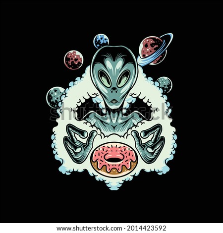 alien cartoon illustration vector design