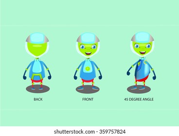Alien Cartoon Isolate Set For Design