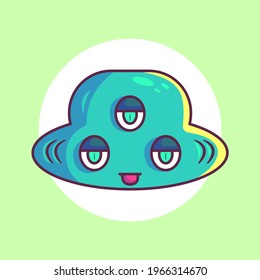 alien cartoon, premium vector illustration