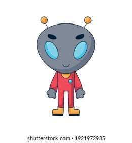 alien cartoon space doodle hand drawn concept design vector art kawaii illustration