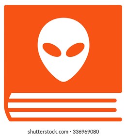 Alien Catalog vector icon. Style is flat orange symbol, rounded angles, white background.