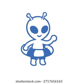 Personagem alienígena dançando em estilo de ilustração gráfica
