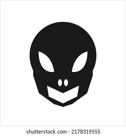 Alien character emoticon silhouette face vector