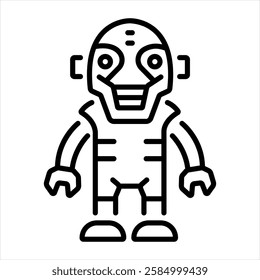 Alien character icon in linear style 