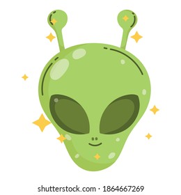 alien character space galaxy astronomy in cartoon style vector illustration