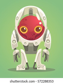 Alien character in spacesuit. Vector flat cartoon illustration