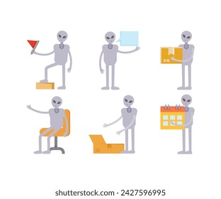 alien character in various poses vector illustration