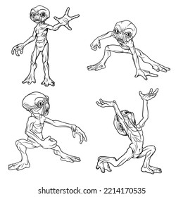 Alien Character Vector, alien outline vector art and image