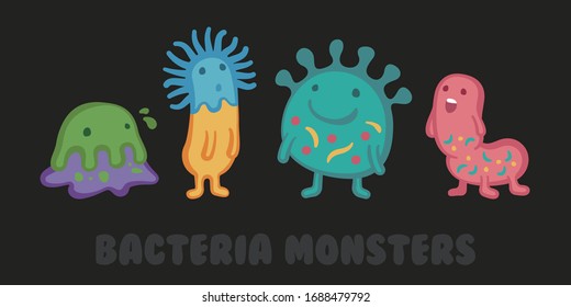 alien characters of probiotics, bacteria monsters.