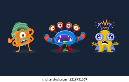Alien characters vector illustration set