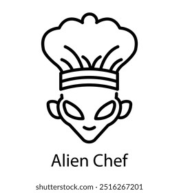 Alien chef icon in line style 