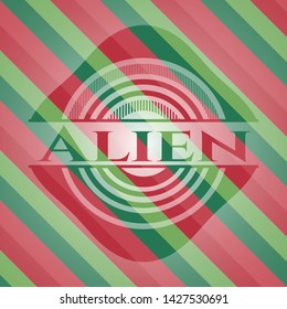 Alien christmas emblem. Vector Illustration. Detailed.