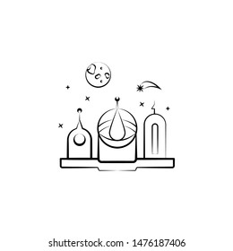 Alien city icon. Element of hand draw ufo icon