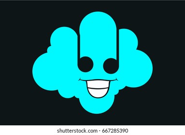  Alien Cloud. Vector illustration. Isolated on a black background.