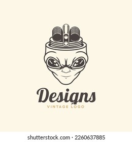 alien coil vape character logo. premium vector.