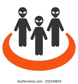 Alien Community vector icon. Style is flat bicolor orange and gray symbol, rounded angles, white background.