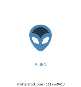 alien concept 2 colored icon. Simple blue element illustration. alien concept symbol design from space exploration set. Can be used for web and mobile UI/UX