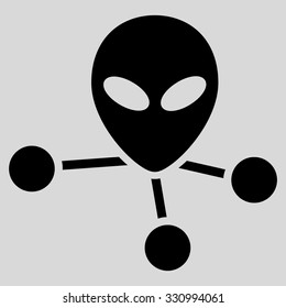 Alien Connections vector icon. Style is flat black symbol, rounded angles, light gray background.