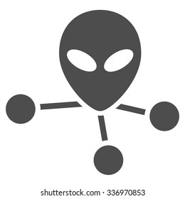 Alien Connections vector icon. Style is flat gray symbol, rounded angles, white background.