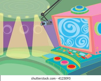 alien control room (vector) - cartoon illustration