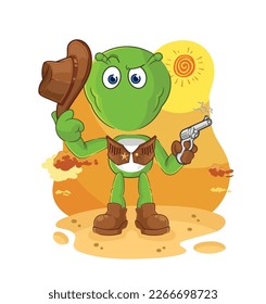 the alien cowboy with gun character vector