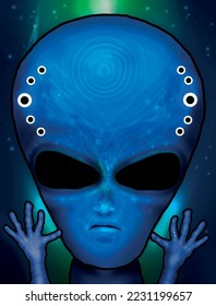Alien creature with blue face