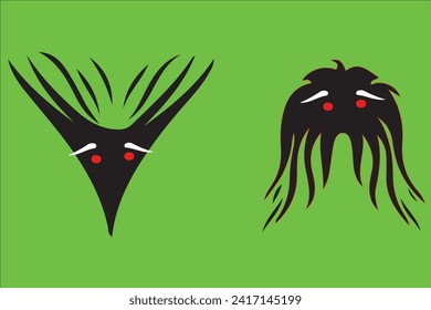 alien creature face in green background 