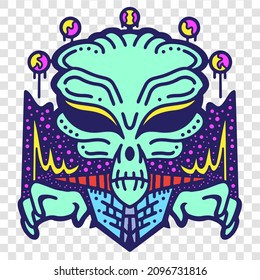 Alien Creature Humanoid Design Alien Cartoon Artwork Good For T-shirt Design Logo and Everything