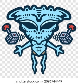 Alien Creature Humanoid Design Alien Cartoon Artwork Good For T-shirt Design Logo and Everything