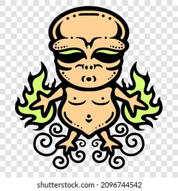 Alien Creature Humanoid Design Alien Cartoon Artwork Good For T-shirt Design Logo and Everything