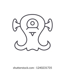 Alien creature line icon concept. Alien creature vector linear illustration, symbol, sign