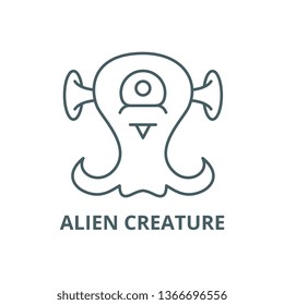 Alien creature line icon, vector. Alien creature outline sign, concept symbol, flat illustration
