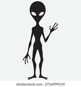 Silhueta de criatura alienígena isolada sobre fundo branco Umriss Silhouette außerirdischer Besucher