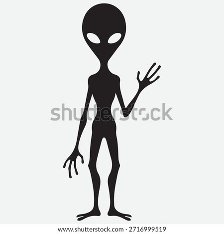 Alien creature silhouette isolated on white background Umriss Silhouette außerirdischer Besucher
