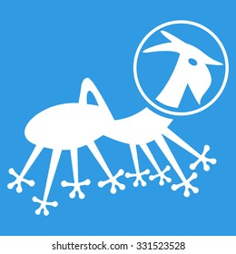 Alien Creature Skafandr vector icon. Style is flat white symbol, rounded angles, blue background.