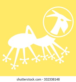 Alien Creature Skafandr vector icon. Style is flat white symbol, rounded angles, yellow background.