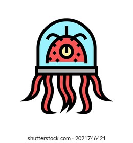 alien creature with tentacles color icon vector. alien creature with tentacles sign. isolated symbol illustration