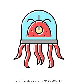 alien creature with tentacles color icon vector. alien creature with tentacles sign. isolated symbol illustration