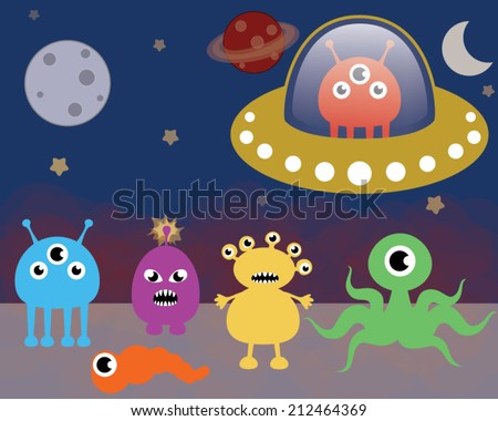 Alien Creatures Space On Planet X Stock Vector (Royalty Free) 212464369 ...