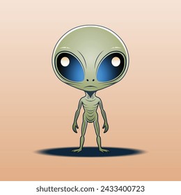 Alien lindo dibujo animado. Ilustración vectorial.