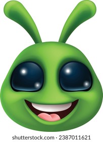 An alien cute little green man emoticon Martian face cartoon mascot