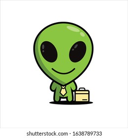 alien cute mascot character vector design