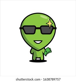 alien cute mascot character vector design